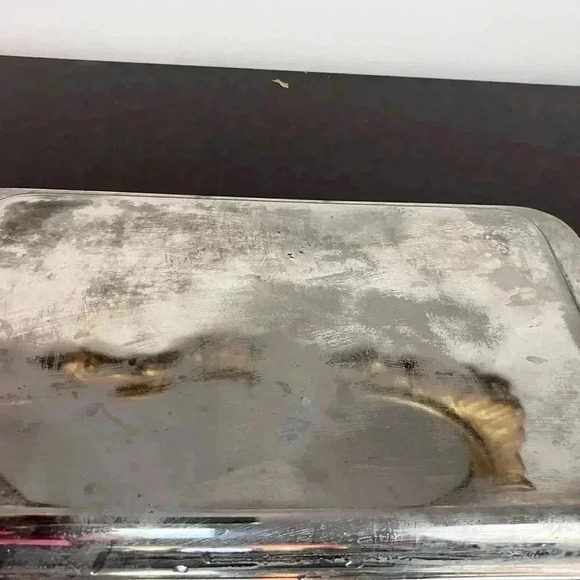 VTG Stainless Steel Tray With Gold Bows Kitschy Holiday Grannycore 12.5in x 8in - Picture 4 of 5